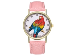 Reloj De Cuero Artificial Zhoulianfa Unisex Moda Reloj De Pulsera Cuarzo Rosa