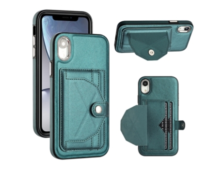 Funda Mobile Phone Cases Shockproof With Card para iPhone XR Piel Marrón