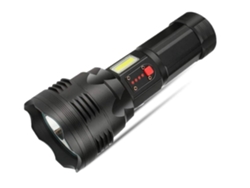 Linterna táctica LED con zoom telescópico USB puede cargar 4 secciones batería de litio de 2000 mAh 3 modos de funcionamiento negro YEMAESRE