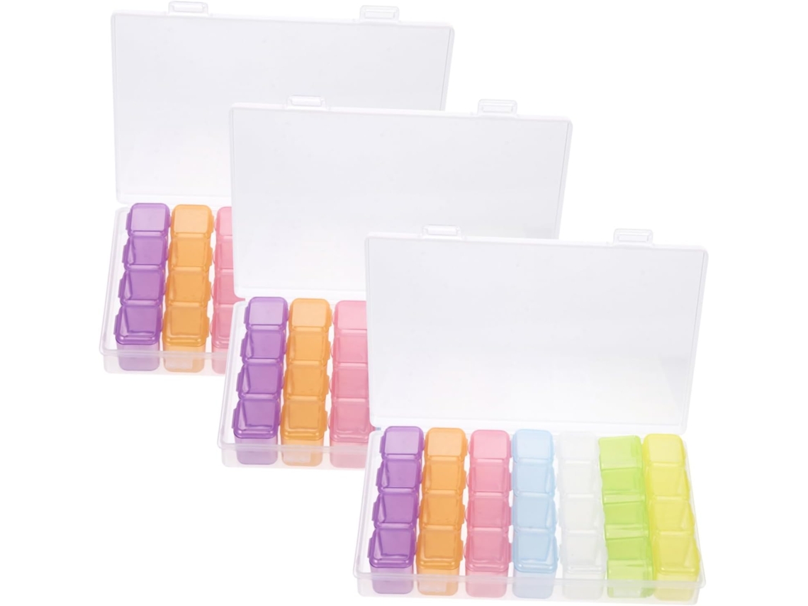 Caja De Almacenamiento De Accesorios Para Decoración De Uñas Nuobesty De 3 Piezas Con Múltiples Compartimentos