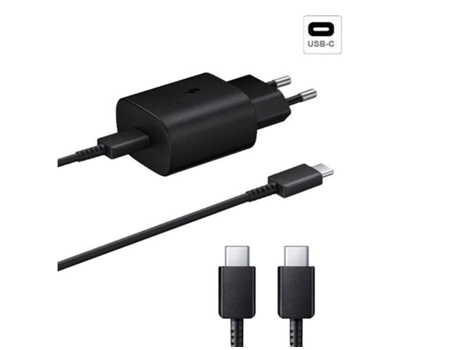 Kit Base De Cargador Fastcharge Tipo C Cable De Carga 25W Tipo C A Tipo C Fastcharger Negro Samsung