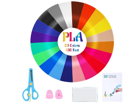 Recargas de filamentos de caneta 3d, 20 cores 1,75 mm 330 pés/100 m caneta 3d, rosa
