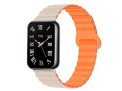 Bracelete Para Redmi Watch 6 / 5 / 4 - Silicone Magnético Reversível - Fecho Duas Cores Starlight + Laranja