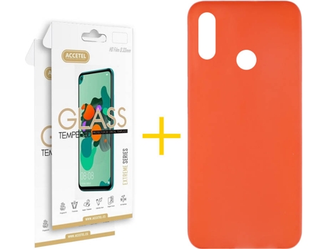 Kit Funda + 2 Protectores de Pantalla Huawei Y6 2019 ACCETEL Liso 9 Rojo
