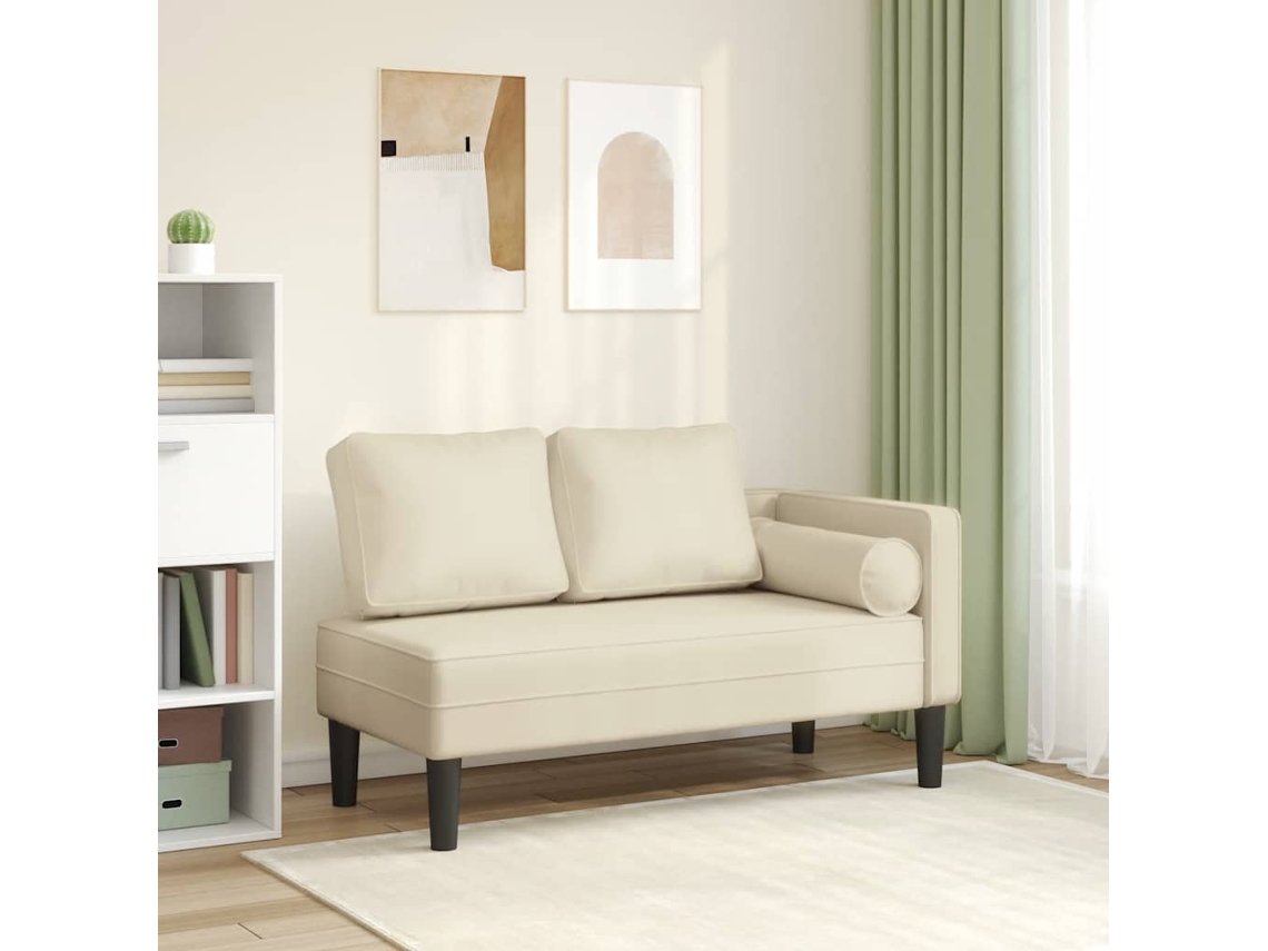 Sofá Divánsilla Con Cojines Cuero Sintético Crema Wsd94947