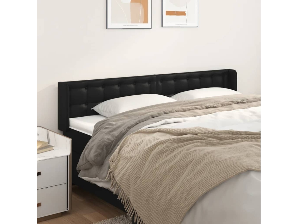 Cabecero De Cuero Sintético Negro 203x16x78/88 Cm
