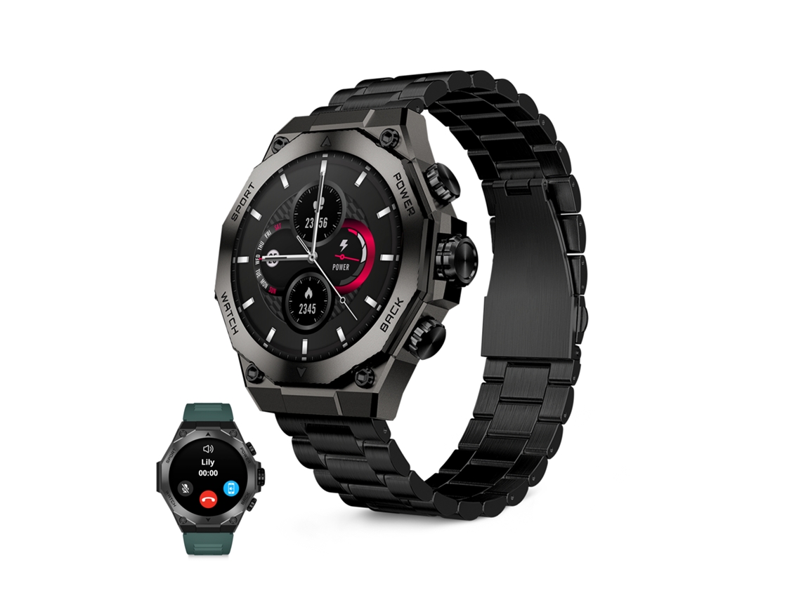 Smartwatch Ksix Titanium Go, Pantalla Amoled 1,43", 2 Correas, Autonomía 7 Días, Modos Deporte Y Salud, Llamadas, Negro