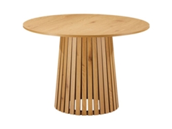 Mesa De Comedor Redonda De Madera Natural 110cm Estilo Escandinavo Liv