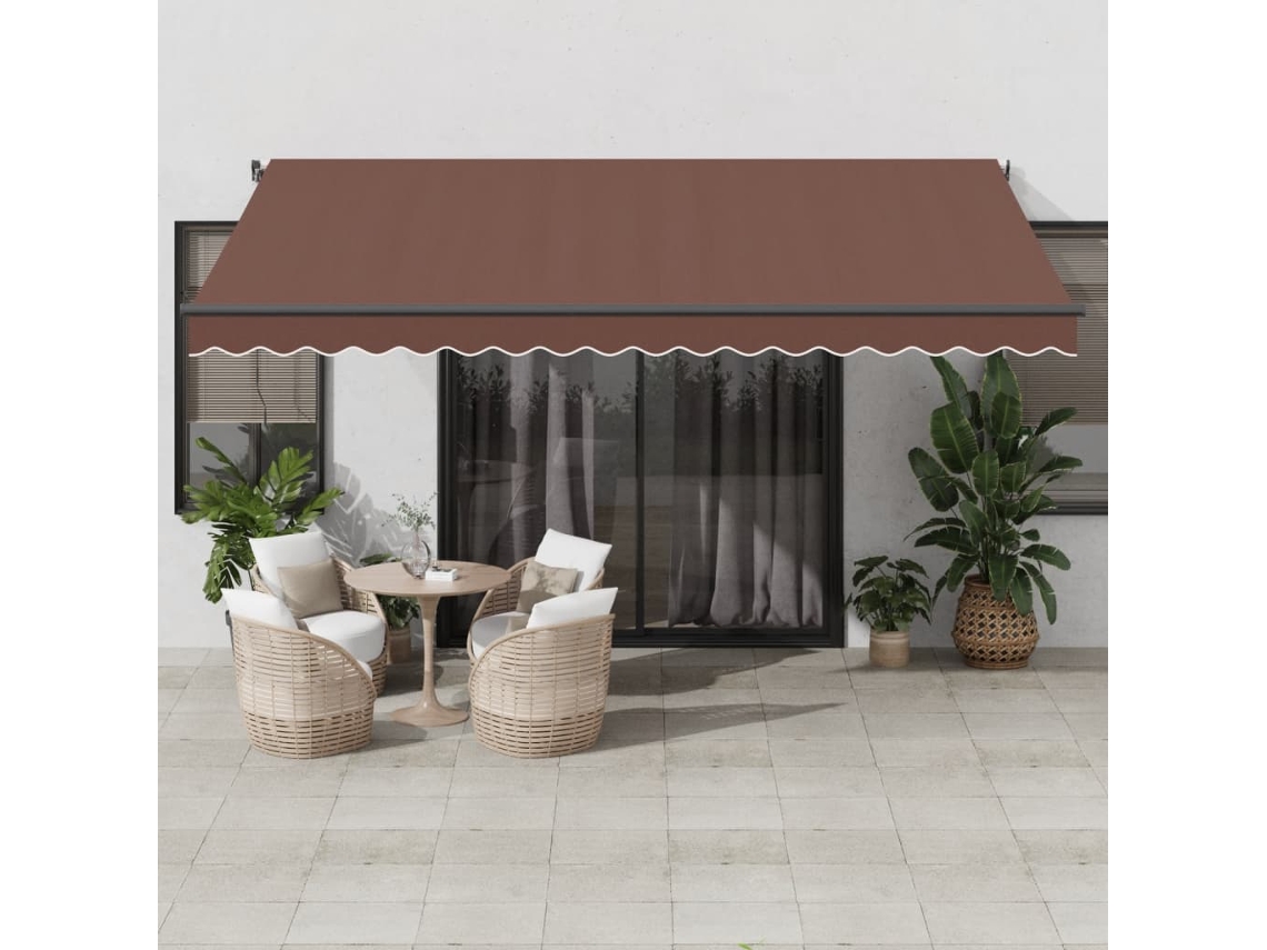 Toldo retráctil manual 450x350 cm marrón Dkd Home Decor
