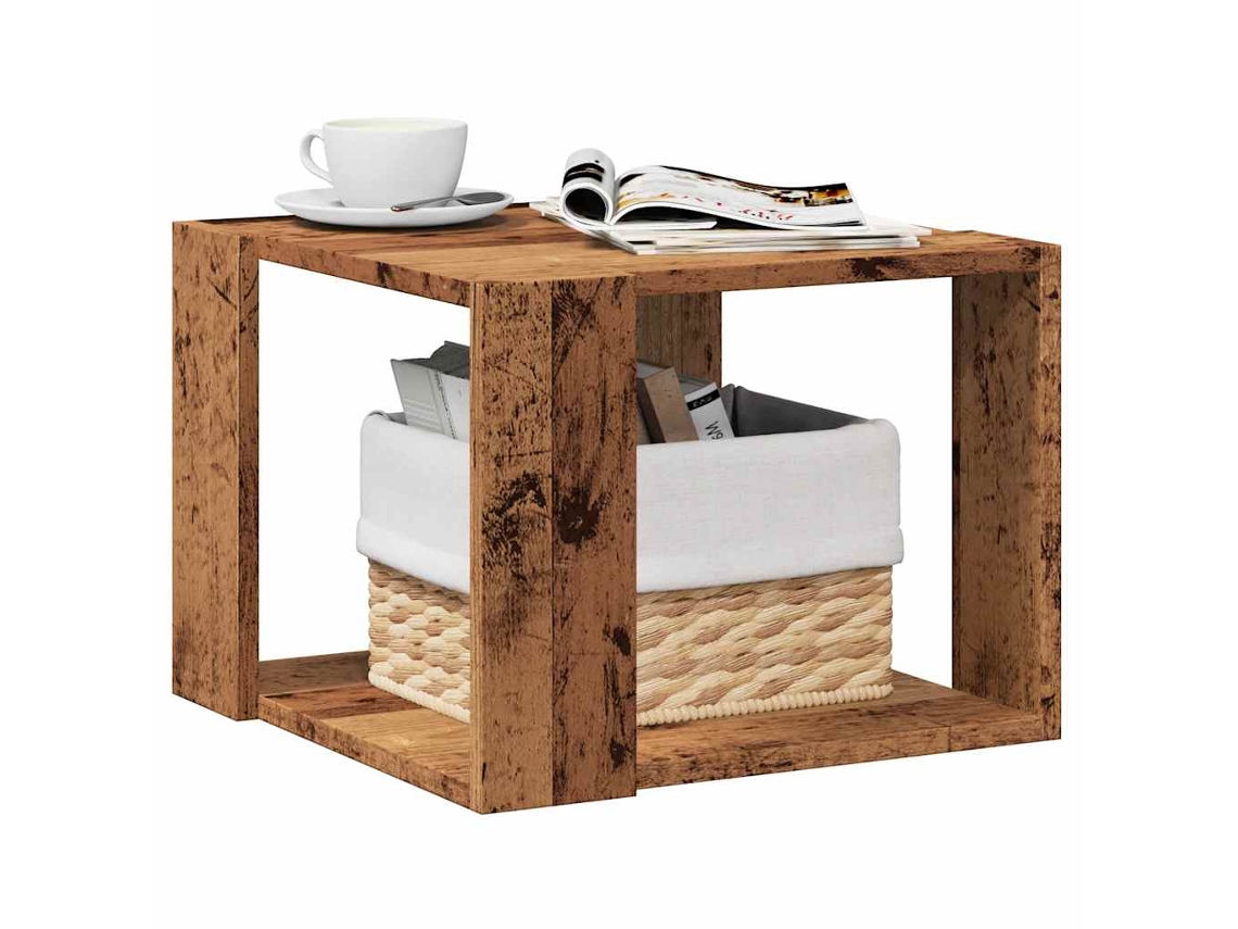 Mesa De Centro De Madera Contrachapada Envejecida 40x40x30 Cm