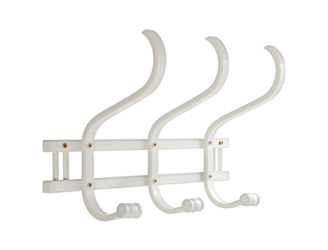 Perchero Pared Madera 3 Brazos Blanco