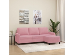 Sofá De 3 Plazas | Sofá De Salón | Sofá De Descanso Con Taburete De Terciopelo Rosa180 Cm Wsd955626