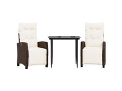 Maison Exclusive - Set Comedor De Jardín 3 Piezas Y Cojines Ratán Sintético Marrón