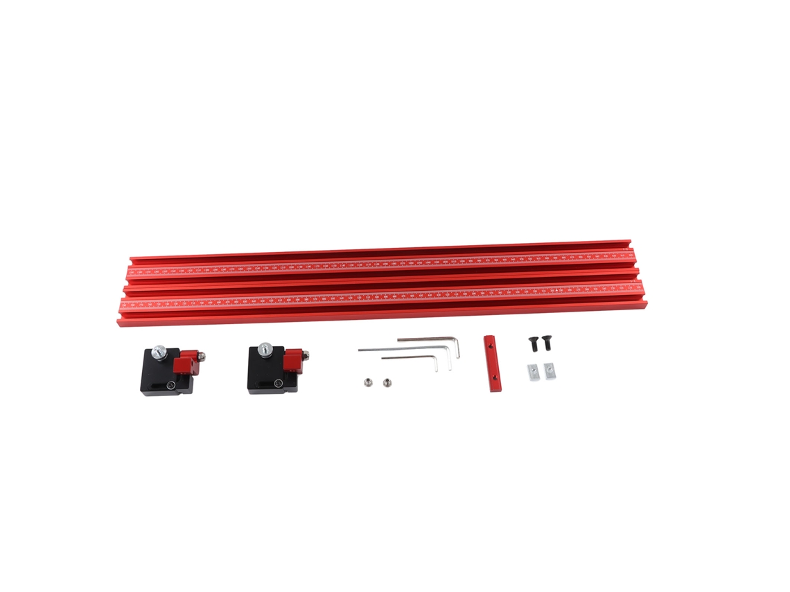 Carril En T De Aluminio Para Carpintería, 600 Mm Extensible Hasta 1200 Mm, Con Tope Y Deslizador.