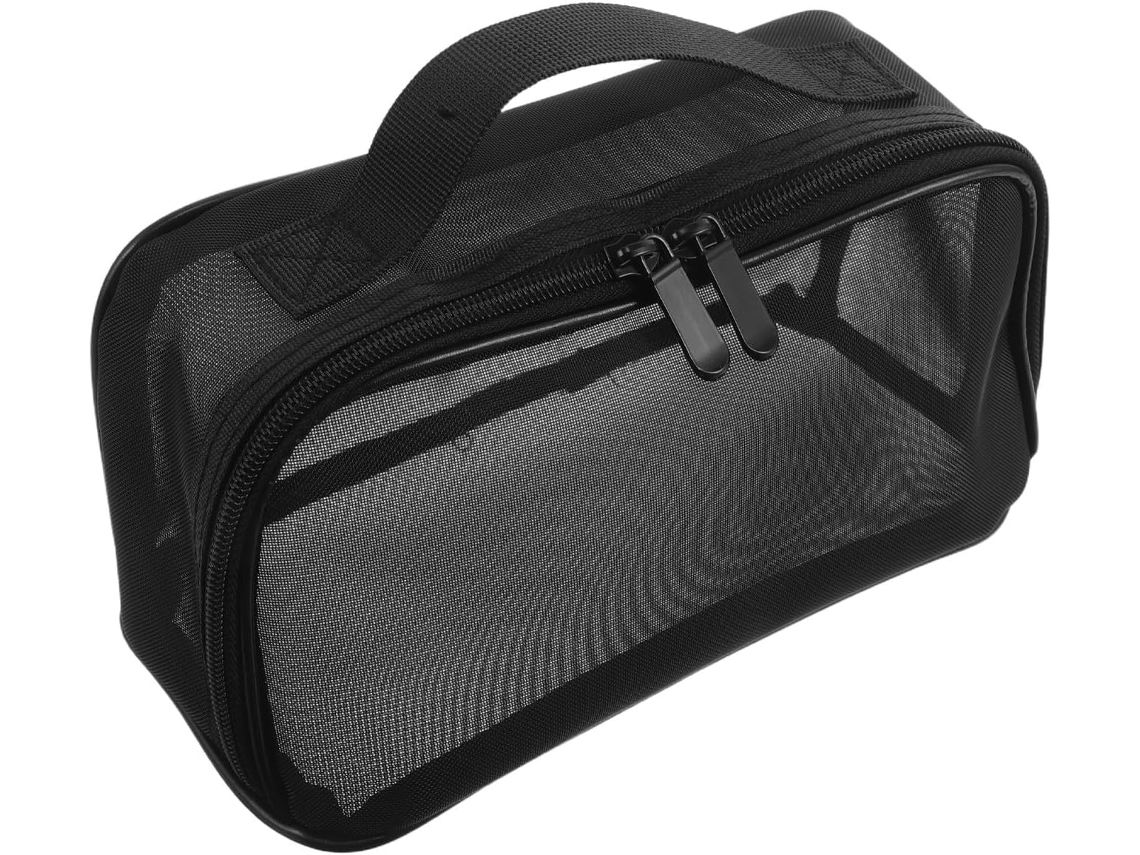 Neceser De Malla Transparente De Gran Capacidad - Neceser Plegable De Nailon Negro