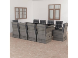 Juego de comedor de exterior de 11 piezas con cojines de mimbre gris de Dkd Home Decor