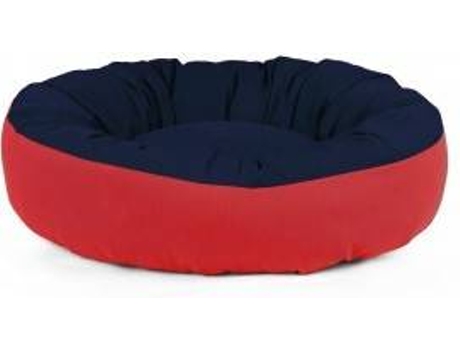 Cama Redonda para Perros y Gatos GAUTY Tela de sarga (Azul Oscuro y Roja - 57 cm)
