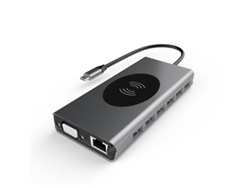 Estación de acoplamiento Yizhood 15 en 1 USB Hub tipo C a USB 3.0 compatible con HDMI inalámbrico para MacBook gris