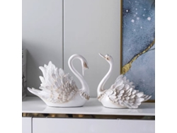 Adorno de pareja de cisnes, decoración moderna para el hogar, regalo de boda