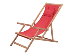 Silla de playa plegable roja con estructura de madera DKD Home Decor
