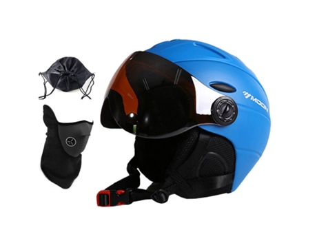 Cascos hombre-mujer para deportes al aire libre como esquí, snowboard con gafas[Azul / Xl (61-64cm)]