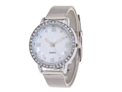 Reloj De Pulsera Para Mujer Con Diamantes De Imitación, Correa Ajustable, Movimiento De Cuarzo, Blanco, Estilo Casual.
