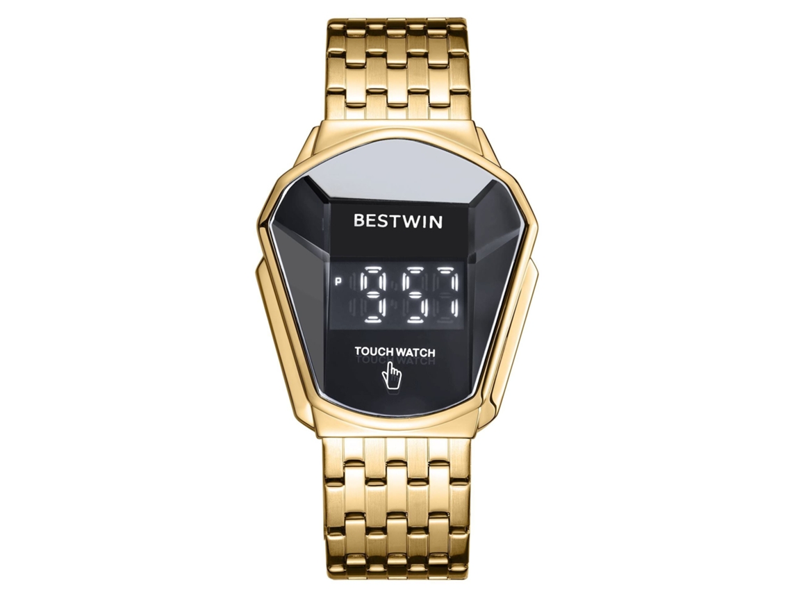 Reloj Táctil Para Hombre (correa De Acero Dorado Y Negro)
