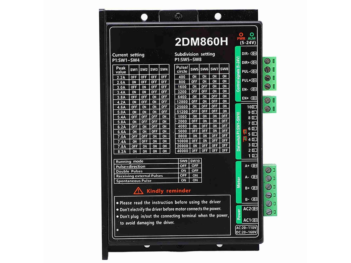 Driver De Motor De Passo Digital De 2 Fases Com 16 Subdivisões Controle Cnc Ac20-110v Dc20-160v