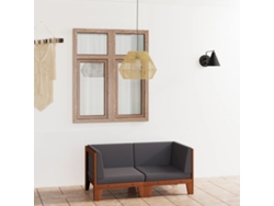 Sofá de 2 plazas con cojines gris oscuro en acacia maciza, Dkd Home Decor