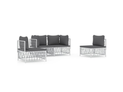 Conjunto 4 de muebles de jardín VIDAXL y cojines acero blanco