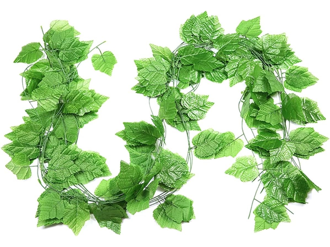 Juego De 12 Hojas Grandes De Enredadera Artificial De Ratán, Guirnalda Verde Para Colgar En La Pared.