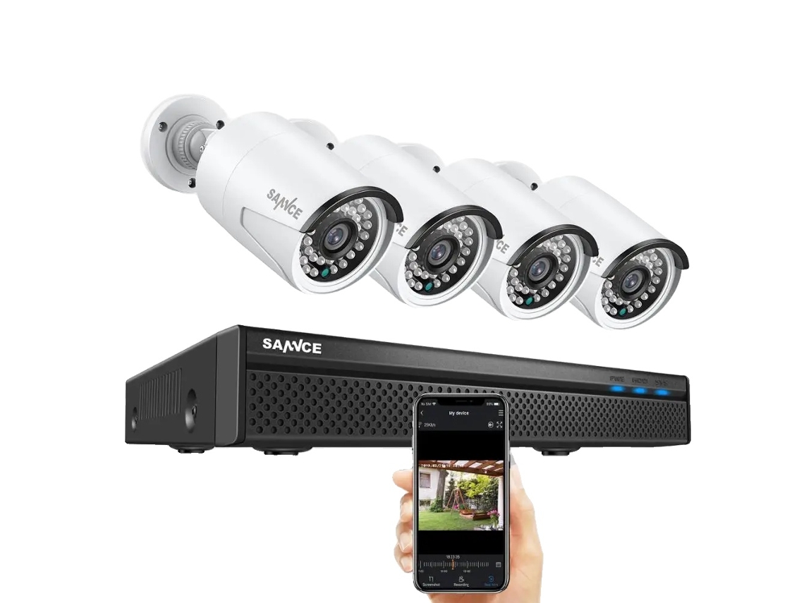 Sistema de videovigilancia, 8 canales de entrada, resolución de 5 MP, 4 cámaras incluidas, como en la imagen, 2T OEM