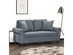 Sofá De 2 Plazas Con Cojines Terciopelo Gris Oscuro 120 Cm
