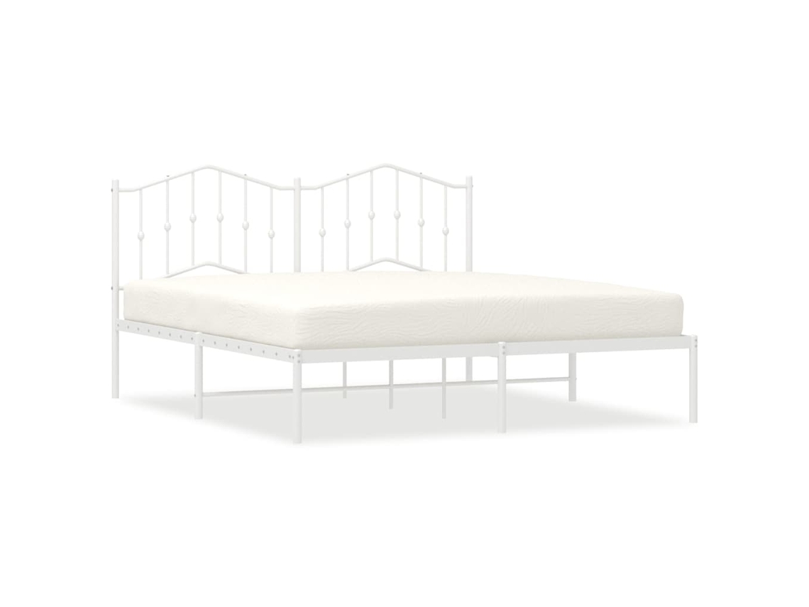 Maison Exclusive - Estructura Cama Sin Colchón Con Cabecero Metal Blanco 180x200cm
