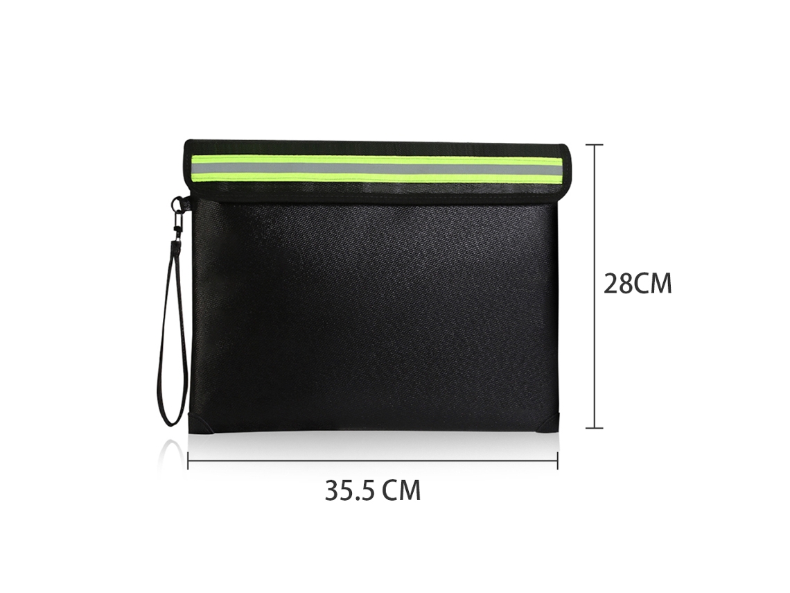 Estuche Para Documentos A4 Ignífugo E Impermeable Con Cierre De Cremallera Y Tira Reflectante Para Objetos De Valor, Certificados, Dinero Y Documentos Importantes.