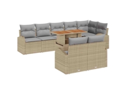 Maison Exclusive - Conjunto De Sofá De Jardín Con Cojín 9 Pcs Beige Y Gris Claro