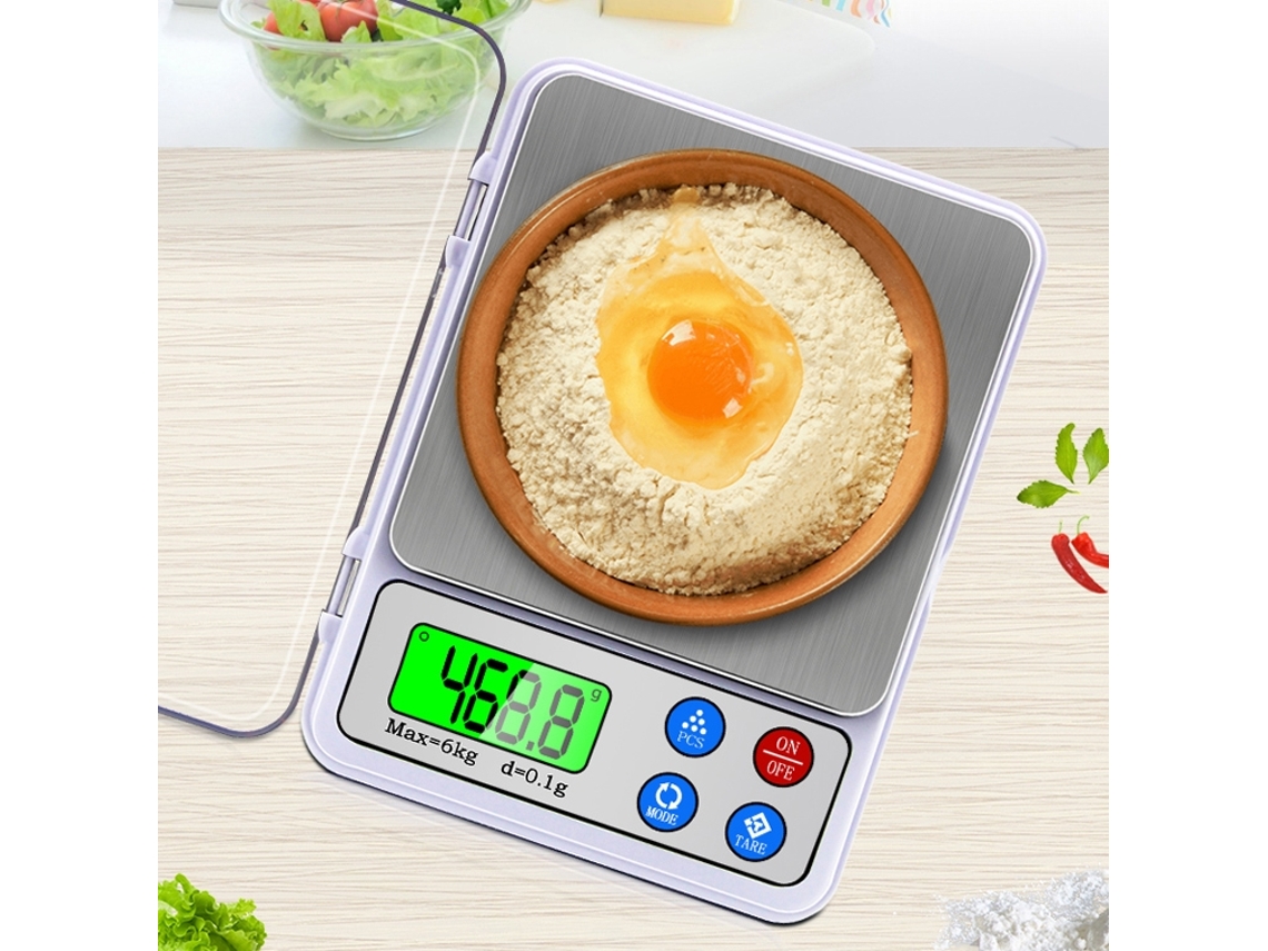 Báscula Electrónica De Precisión De 6 Kg/0,1 G Para Cocina Y Repostería, Pantalla Lcd De 2,2 Pulgadas