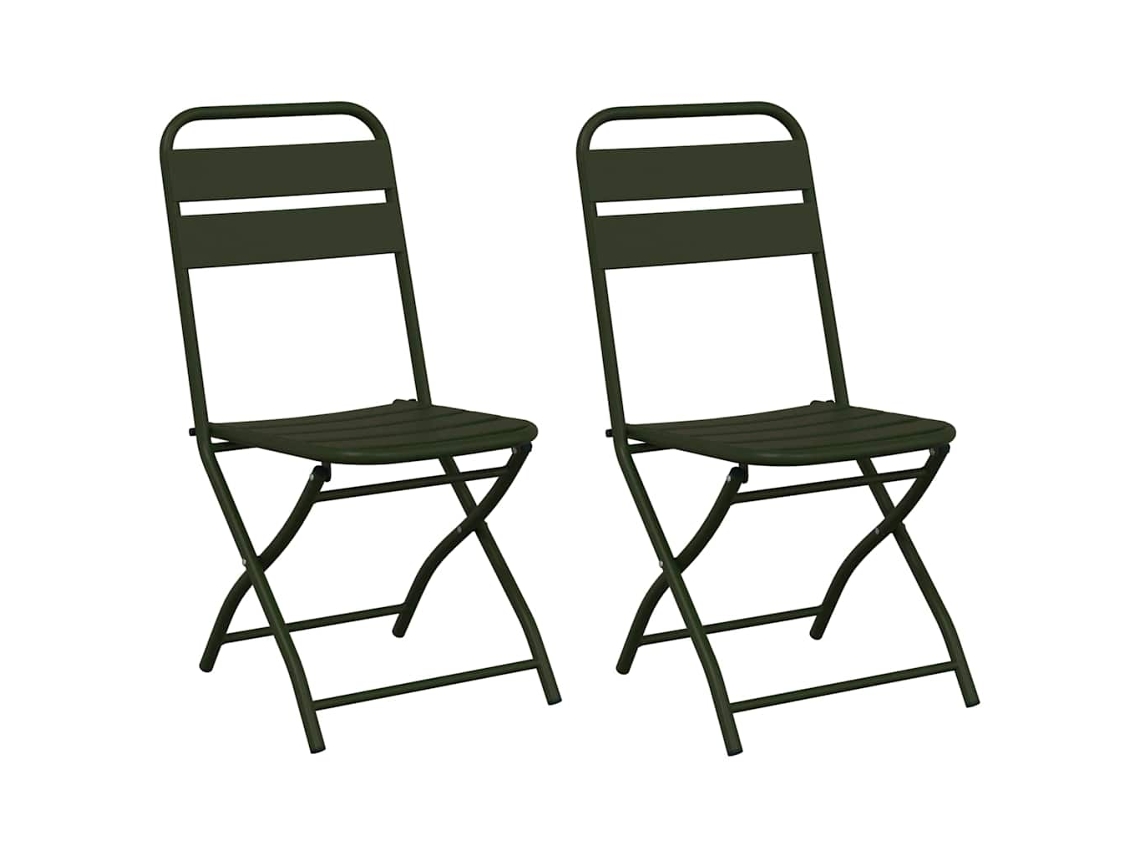 Maison Exclusive - Juego de 2 sillas de jardín plegables, verde, 42 x 52 x 82 cm