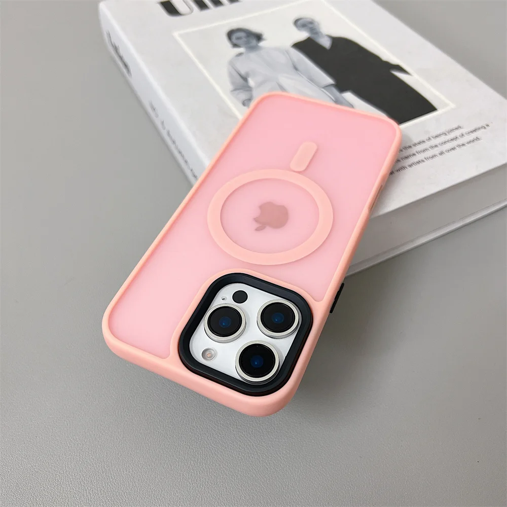 (iphone 14 Pro, Rosa) Funda De Carga Inalámbrica Magnética Magsafe Para Iphone, Acabado Mate.