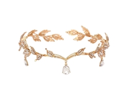 Tiara De Hojas Con Cristales Y Diamantes De Imitación, Diadema Nupcial Para La Novia Y Las Damas De Honor Con Cuentas.