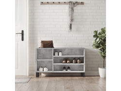 Mueble Zapatero | Armario Zapatero Madera Contrachapada Gris Hormigón 102x36x60 Cm