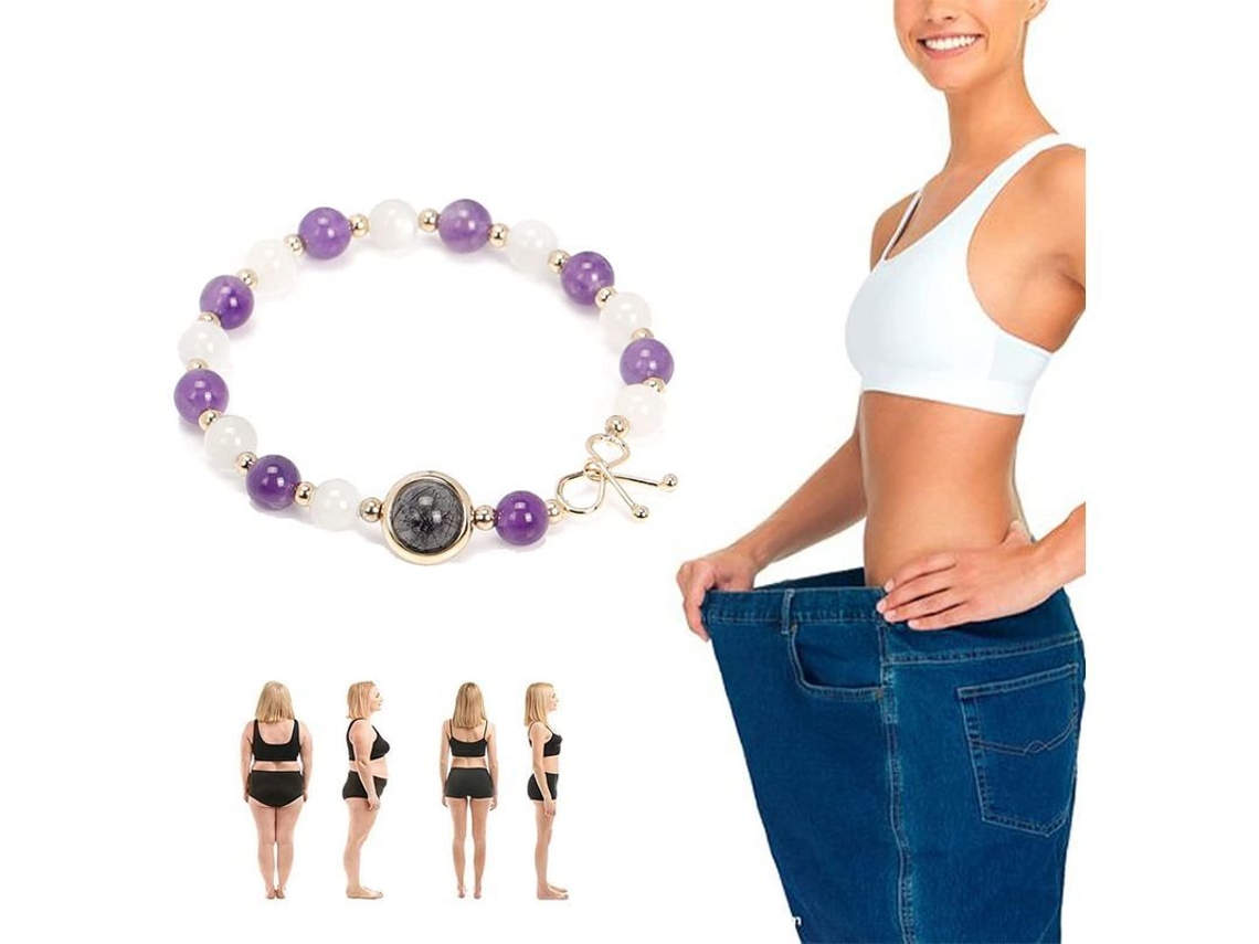 Pulsera De Amatista Para Una Pérdida De Peso Saludable Con Piedra Lunar Para La Purificación Y El Equilibrio Corporal.
