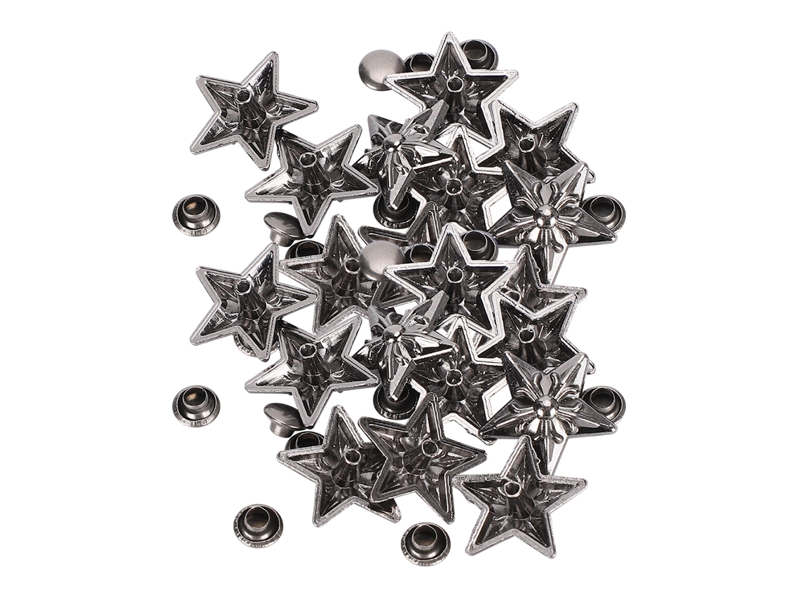 50 Conjuntos Rivetes Estrela 16mm para Arte em Couro Cintos Malas Roupas Diy