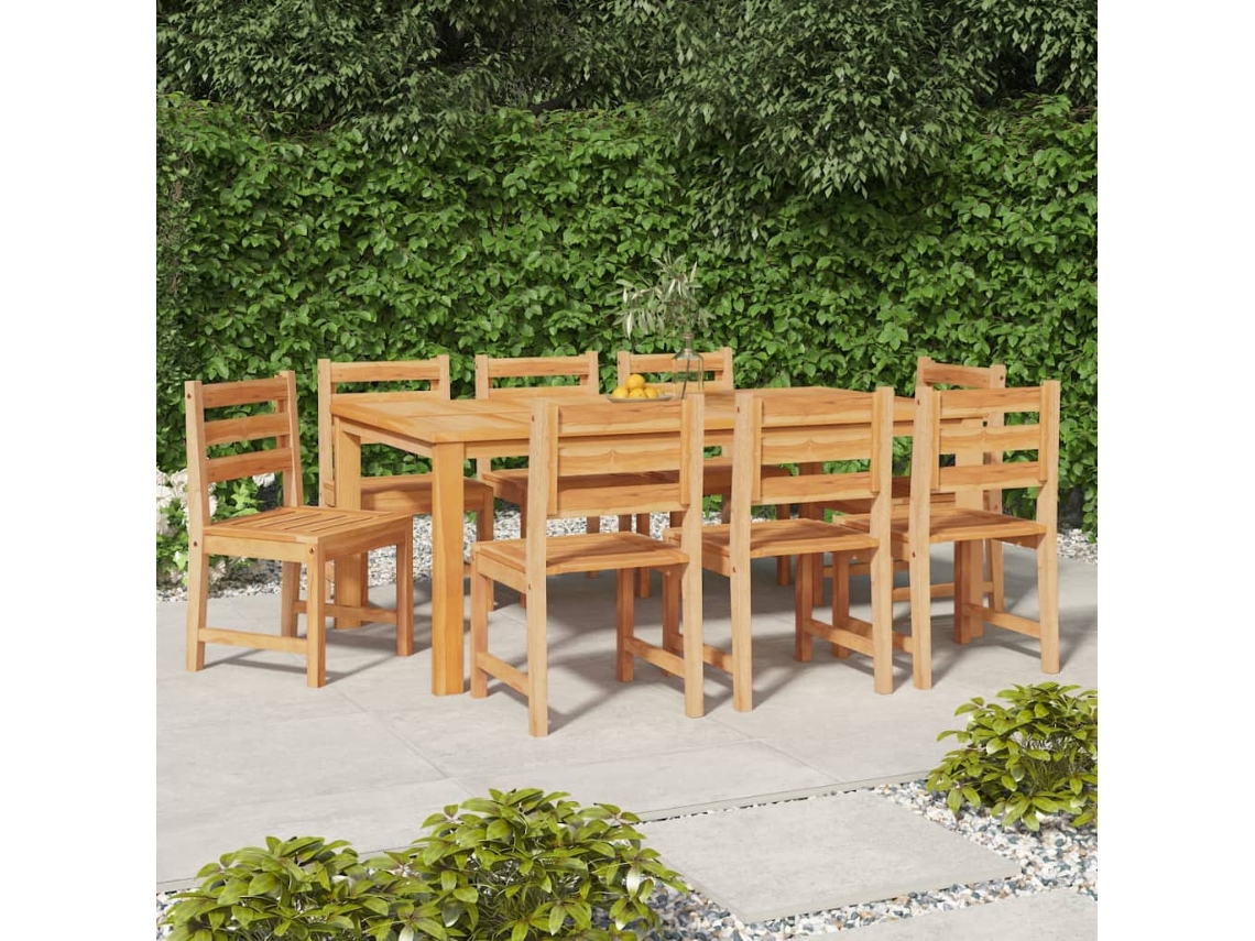 Conjunto de sillas de jardín de 8 piezas DKD Home Decor en madera maciza de teca
