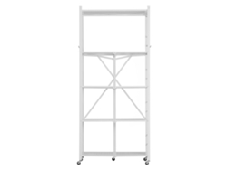 Estantería metálica plegable Succebuy de 5 niveles con ruedas, 81 x 36 x 183 cm, color blanco