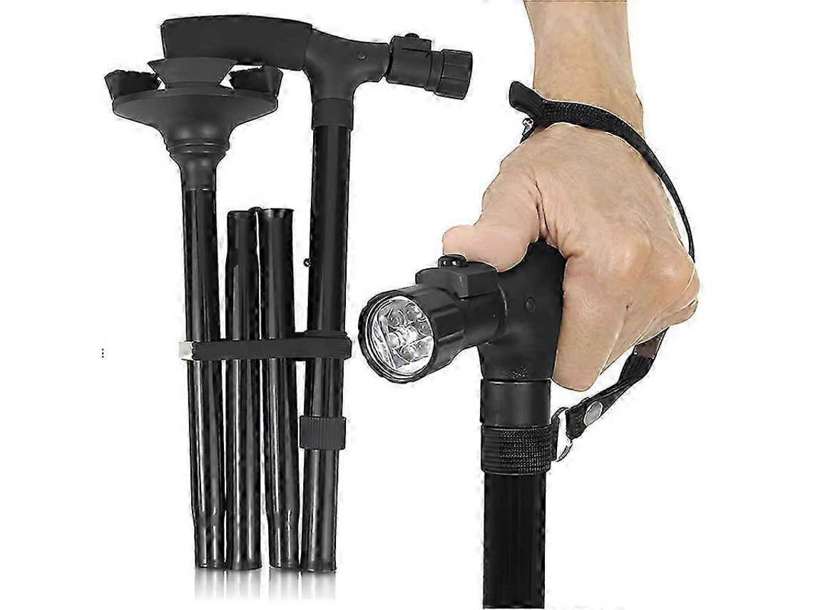 Bastón plegable con luz LED - Bastón ajustable y antideslizante para personas mayores y adultos