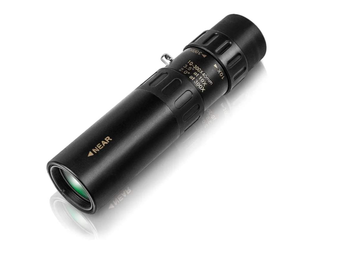 Telescopio monocular de alta potencia de 300 x 40 mm con zoom HD, impermeable, de bolsillo, para viajes, vida silvestre, lente Bak4 FMC, Bestvite (negro)
