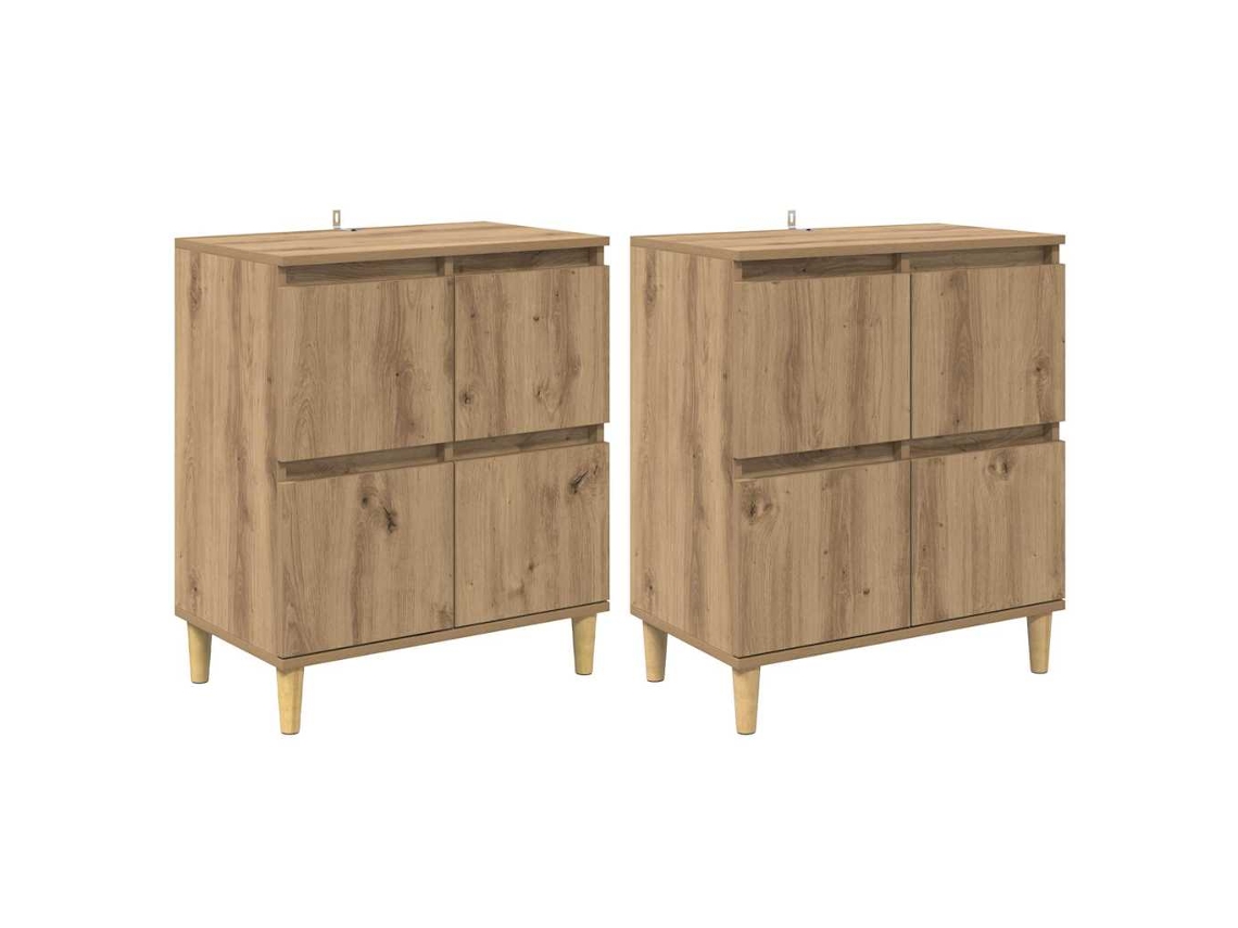 Aparador | Tableros Lateral 2 Uds Roble Artesanal 60 X 35 X 70 Cm