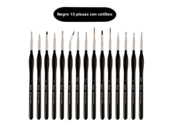 Juego de 15 mini pinzas MDUG con pines de nailon en varias formas (negras)
