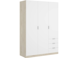 Armario 3 Puertas y 3 Cajones DKIT Essen (Blanco/Natural - 184x121x52 cm)